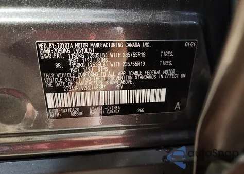 2024 Toyota Rav4 Xle Premium from USA, damaged, VIN 2T3A1RFV2RC448887